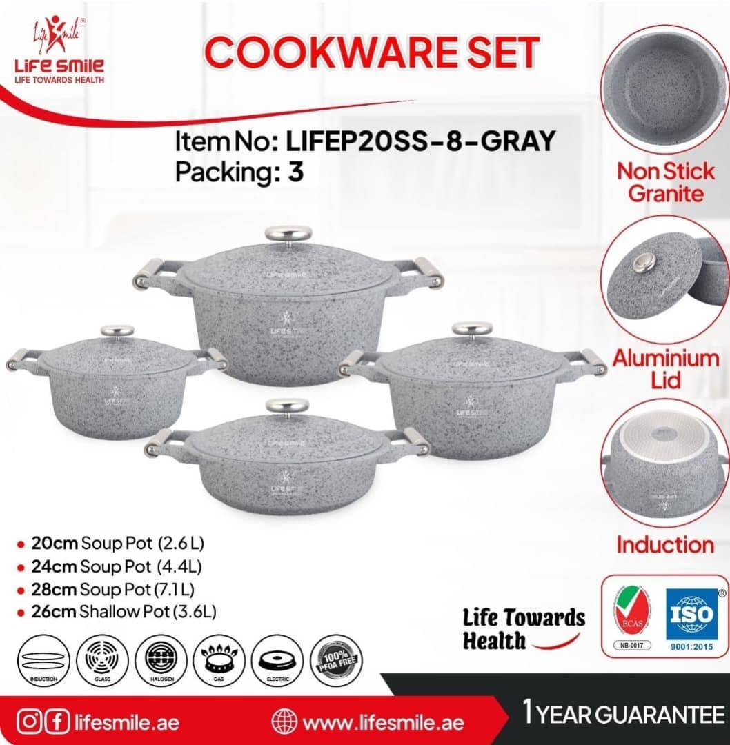 🍚 سرویس قابلمه کامل گرانیت لایف اسمایل مدل lifep20ss_8_gray